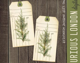 Vintage Weihnachten Wacholder Geschenkanhänger: Urlaub auf dem Bauernhof (Digitaler Download)