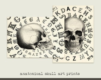 skull art prints| skeleton prints | occult wall art | gothic decor | ouija board | esoteric art | dark academia | curiouslondon