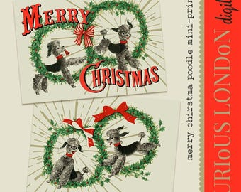 Retro Christmas Poodle Print: Kitschy Holiday Printable Decor (Digital Download)
