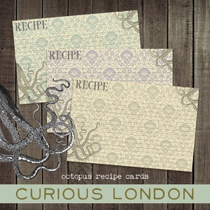 cartes de recettes de poulpe I cartes de recettes personnalisées I créatures des grands fonds I cuisine nautique I curieuxlondon