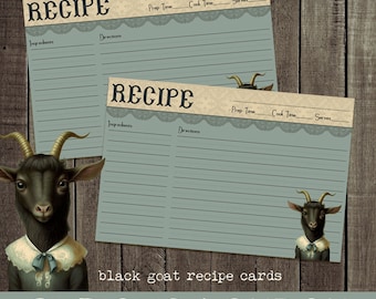 black goat  |  cute goat cards  |  recipe cards  |  custom recipe cards  |  from the kitchen of  |  curiouslondon