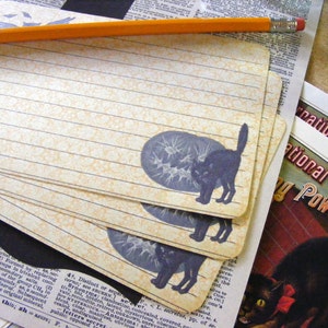cartes de recettes de chat d'halloween | cartes de recettes personnalisées | déco fête d'halloween | Halloween vintage | Cadeaux ou bonbons | curieuxLondres