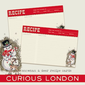 biglietti con ricette con pupazzo di neve / carini biglietti kitschmas / biglietti natalizi retrò / biglietti con ricette personalizzate / cucina a tema natalizio / curiosa Londra