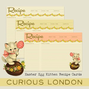 cartões de receitas de Páscoa I cartões de receitas retrô I Páscoa vintage I cartões de Páscoa kitsch I cartões de receitas dos anos 1950 I artesanato de Páscoa I curiouslondon