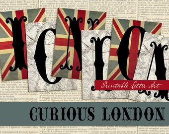 london word art  |  union jack art  |  printable art  |  uk art  |  digital decor  |  instant download  |  great britain  |  curiouslondon