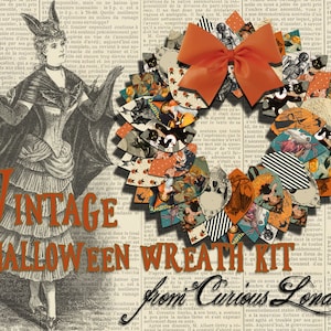halloween wreath kit  |  diy halloween decor  |  vintage halloween  |  printable halloween papercrafts  | instant download  |  curiouslondon