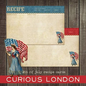 4 juillet | fête de l'indépendance | américaine | cartes de recettes | cartes de recettes personnalisées | de la cuisine de | curieuxlondres