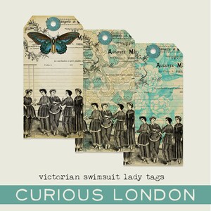 Etichette regalo su misura/Etichette regalo fantasiose/Dame vittoriane/bellezze al bagno/da e per/effimeri del diario spazzatura/curiouslondon
