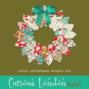 retro christmas printable wreath kit | diy christmas | holiday paper crafting | vintage holiday decor | digital download | curiouslondon