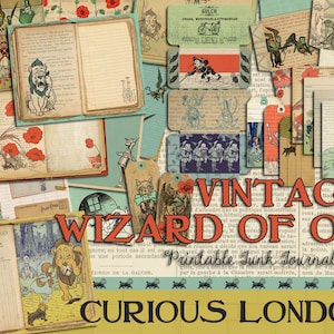 wonderful wizard of oz  junk jounal kit  I  digital scrapbook  I  l frank baum  I  instant download  I  curiouslondon