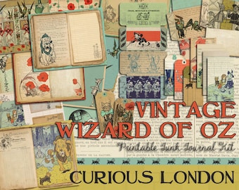 Printable Vintage Style Wizard of Oz Instant Download Paper Crafting Junk Journal Scrapbook Kit from Curious London