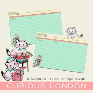 schede ricette natalizie I gattini kitsch I gatti kitsch di Natale I cucina anni '50 I schede ricette personalizzate I Natale di metà secolo l curiouslondon
