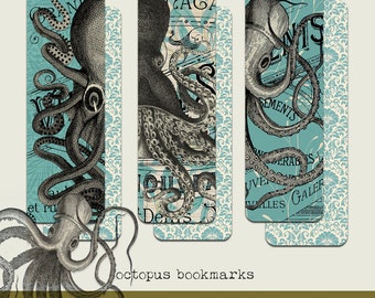 octopus bookmarks  I  sea creatures  I  bookmark set  I  octopus aesthetic  I  book lover gift  I  reading gift  I  curiouslondon