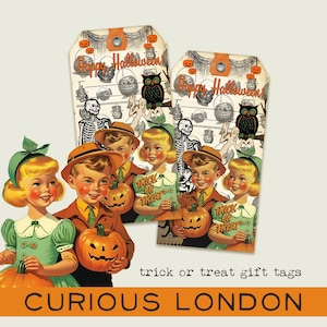 etiquetas de regalo de halloween kitsch / halloween vintage / etiquetas de truco o trato / favores de fiesta de halloween / beistle / curiosalondres