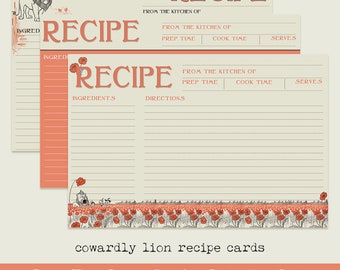 wonderful wizard of oz  |  cowardly lion  |  recipe cards  |  yellow brick road  |  l frank baum  |  custom recipe cards  |  curiouslondon