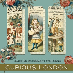 alice in wonderland bookmarks  I  vintage alice  I  lewis carroll  I  through the looking glass  I  book lover  I  curiouslondon