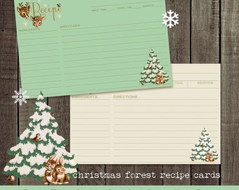 chrismtas recipe cards  I  custom recipe cards  I  woodland christmas  I  christmas deer  I  christmas kitchen  I  curiouslondon