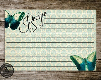 Handmade Vintage Style Old Fashioned Butterfly Recipe Cards from Curious London