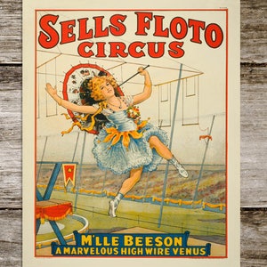 sells floto circus | printable circus art | vintage carnival print | trapeze art | sideshow | digital decor | barnum bailey | curiouslondon
