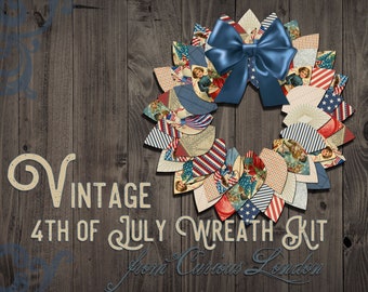 Printable Vintage Style Americana 4th of July Independence Day Instant Download  Papercrafting Wreath Kit from Curious London