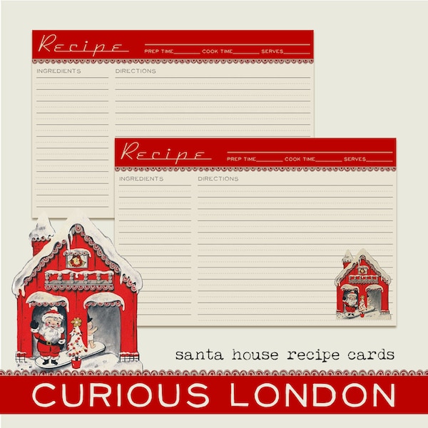 christmas recipe cards I retro christmas I vintage santa claus I christmas kitchen I custom recipe cards I cute holiday gift I curiouslondon