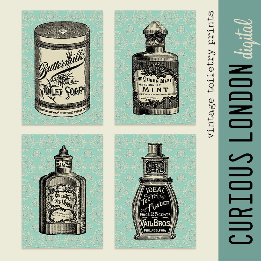Vintage Bathroom Art I Printable Bathroom Decor I Apothecary Art Prints