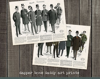 Dapper Skeleton Men Haunted Victorian Fashion Print from Curious London with FREE SHIPPING