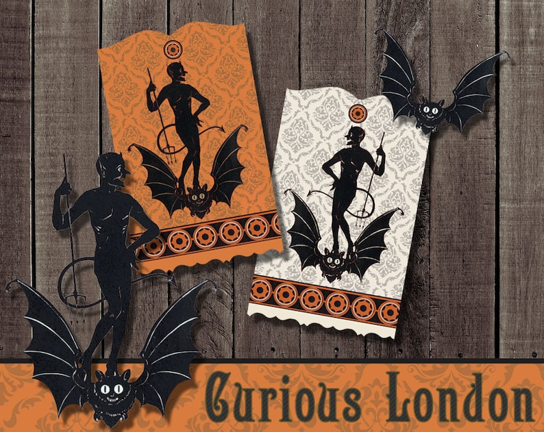 Vintage Style Retro Halloween Party Devil Gift Tags From - Etsy