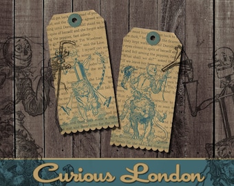 Vintage Style Wizard of Oz Tin Man & Scarecrow Large Gift Tags from Curious London with FREE SHIPPING