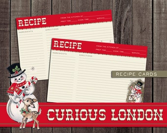 Retro 1950s Style Candy Cane Snowman Recipe Cards from Curious London with Free Shipping
