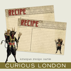 cartes de recettes de krampus | diable de Noël | cartes de Noël gothiques | art folklorique allemand | cadeau pour chef boulanger | curieuxLondres