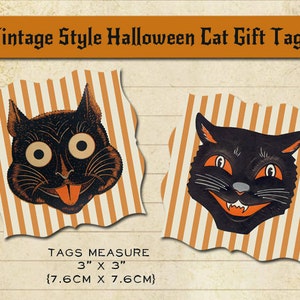 halloween party tags black cat gift tags digital halloween favors vintage halloween instant download curiouslondon image 5