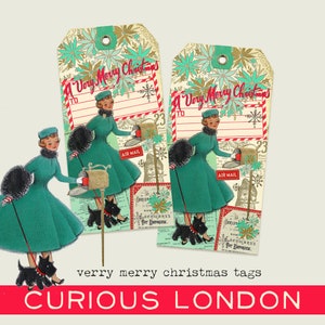 very merry christmas gift tags  I  retro christmas  I  kitschmas  I  kitschy christmas  I  to and from  I  curiouslondon