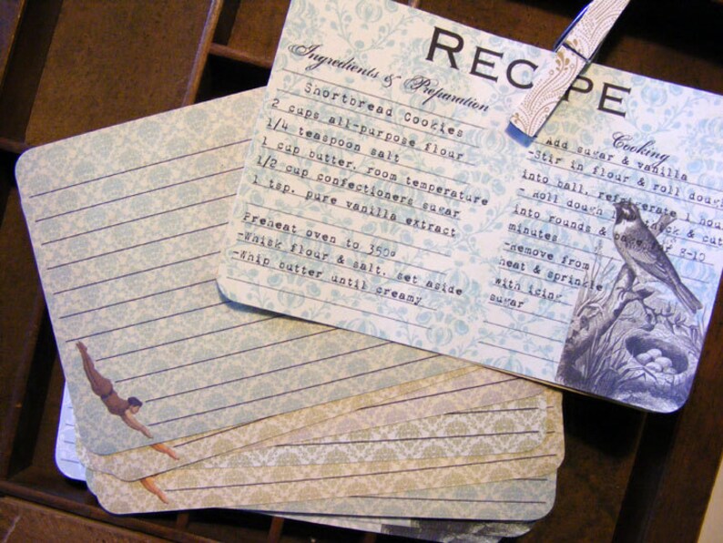 Handmade Vintage Style Trapeze Acrobat Circus Recipe Cards from Curious London