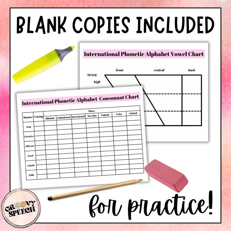 IPA Consonant & Vowel Charts | Speech Therapy - Etsy