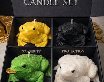 Lucky frog Candle Set -Handmade Ritual Candles for Prosperity & Transformation -4 Intentions