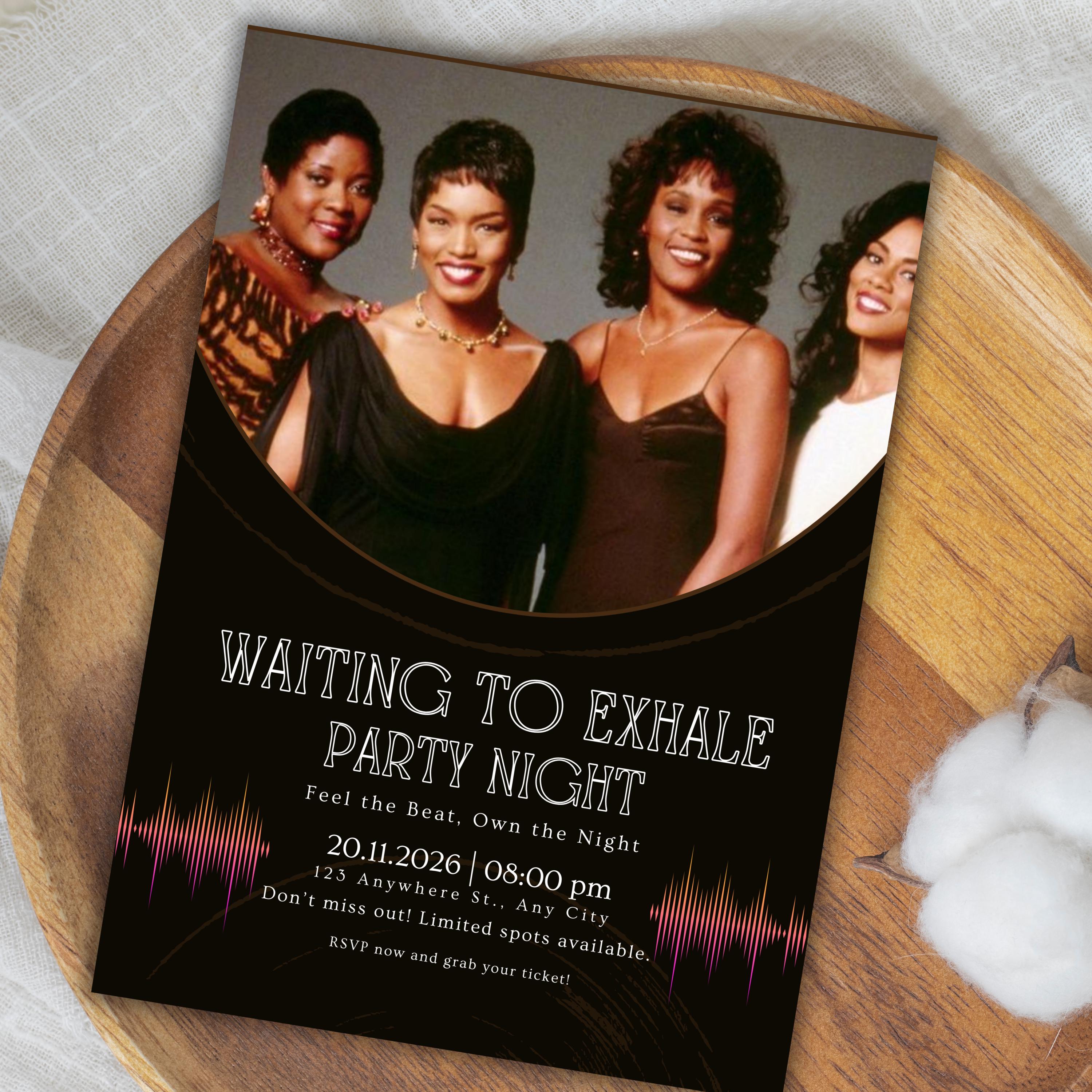 Waiting to Exhale Party Invitation, Girls Night, Digital Template