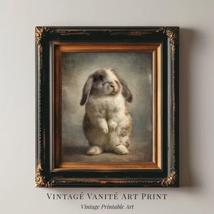 Vintage Bunny Painting Rabbit Art Print Cute Animal Print Bunny Wall Art Victorian Nursery Decor Cottagecore Animal Art Digital Decor