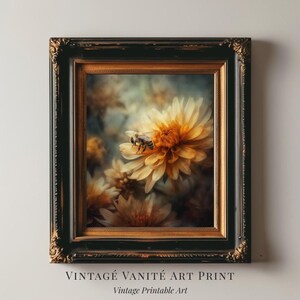 Gothic Bee Portrait | Dark Academia Nature Art, Vintage Oil Painting, Moody Insect Print, Cottagecore Wall Art, Digital Download