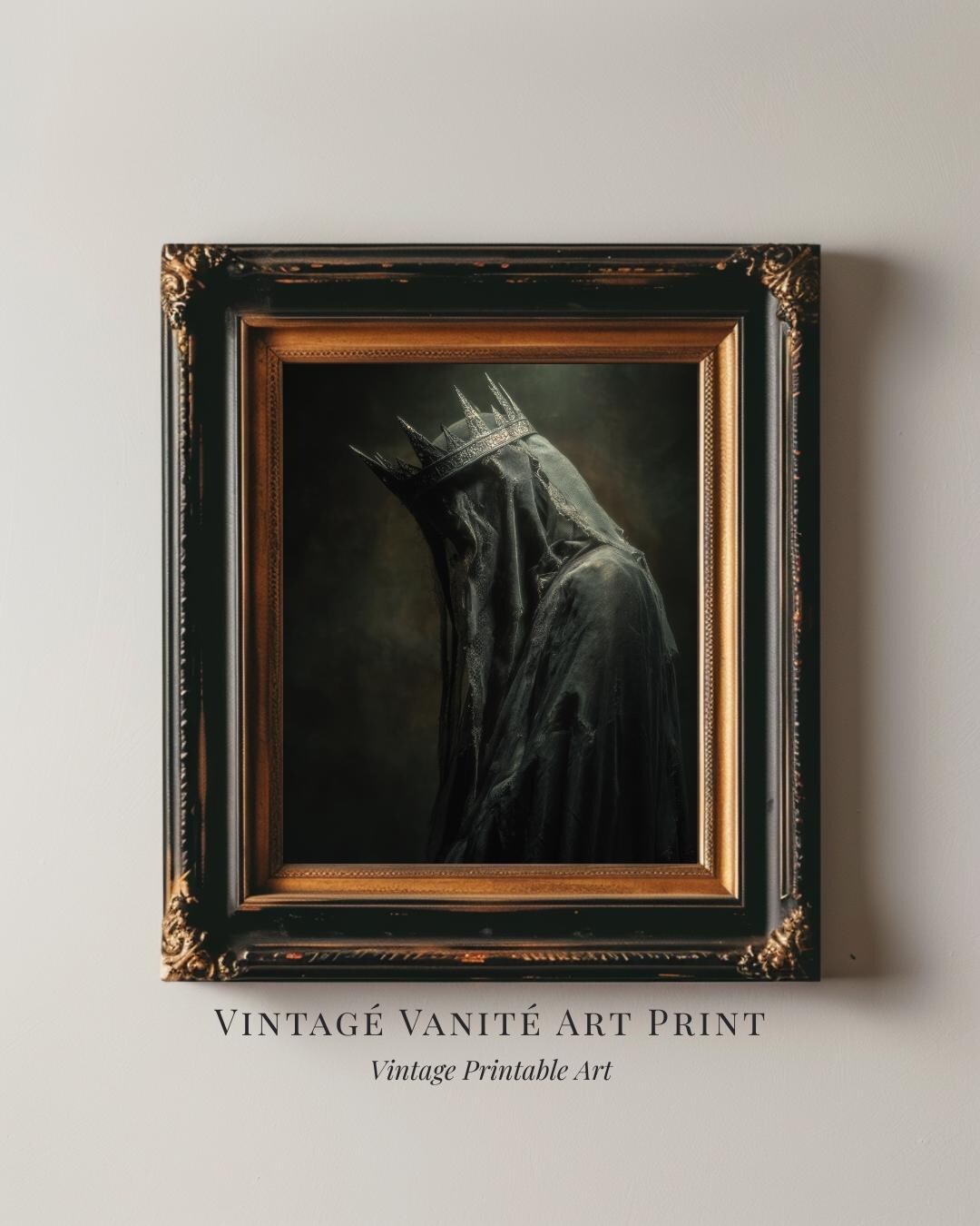 Dark Gothic Queen Art Print, Witch Cloaked Figure, Moody Wall Art ...