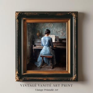 Antique Pianist Painting | Music Wall Art | Vintage Woman Portrait | Music Lover Gift | Woman Playing Piano Print | Digital Download