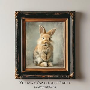Vintage Bunny Painting Rabbit Art Print Cute Animal Print Bunny Wall Art Victorian Nursery Decor Cottagecore Animal Art Digital Decor