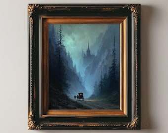 Dracula Castle Wall Art, Nosferatu Gothic afdrukbare Vampire Dark Fantasy Woodland Dark Academia Home Decor, Moody Wall Art digitale download