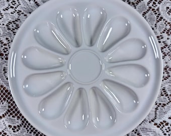 Vintage REVOL France 12-Well Oyster Plate White Porcelain Seafood Server Coastal Decor 9 Inch