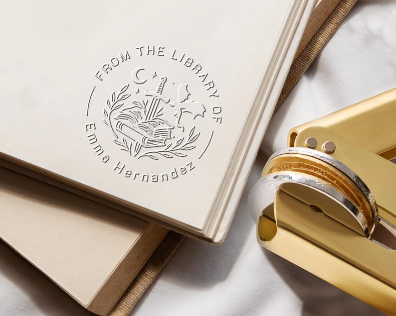 Personalized Book Embosser/custom Book Stamp/from the Library of ...