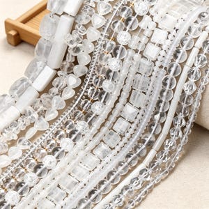 White Crystal Beads, Faceted Round Beads, Crystal Chip Beads, Beaded Strand, DIY Jewelry Making Supplies, Bracelet Necklace Beads