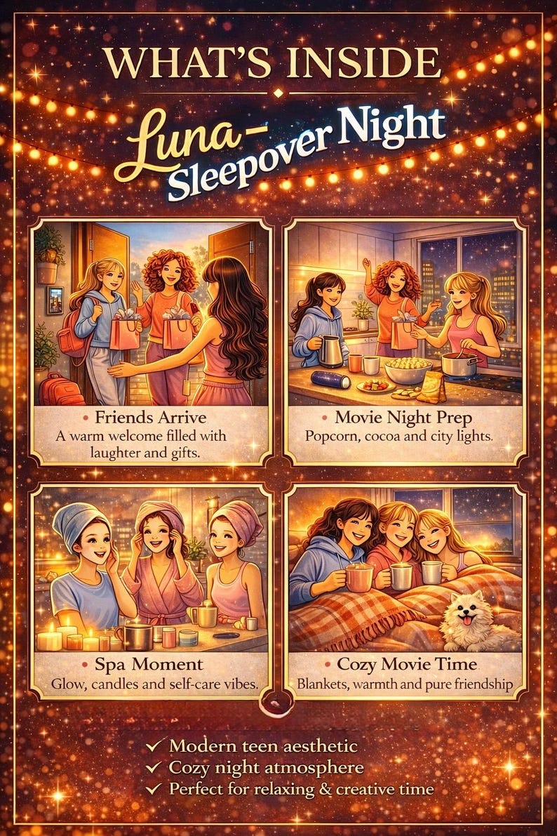 Luna Sleepover Night Coloring Book – Girls Pajama Party Activity Pages ...