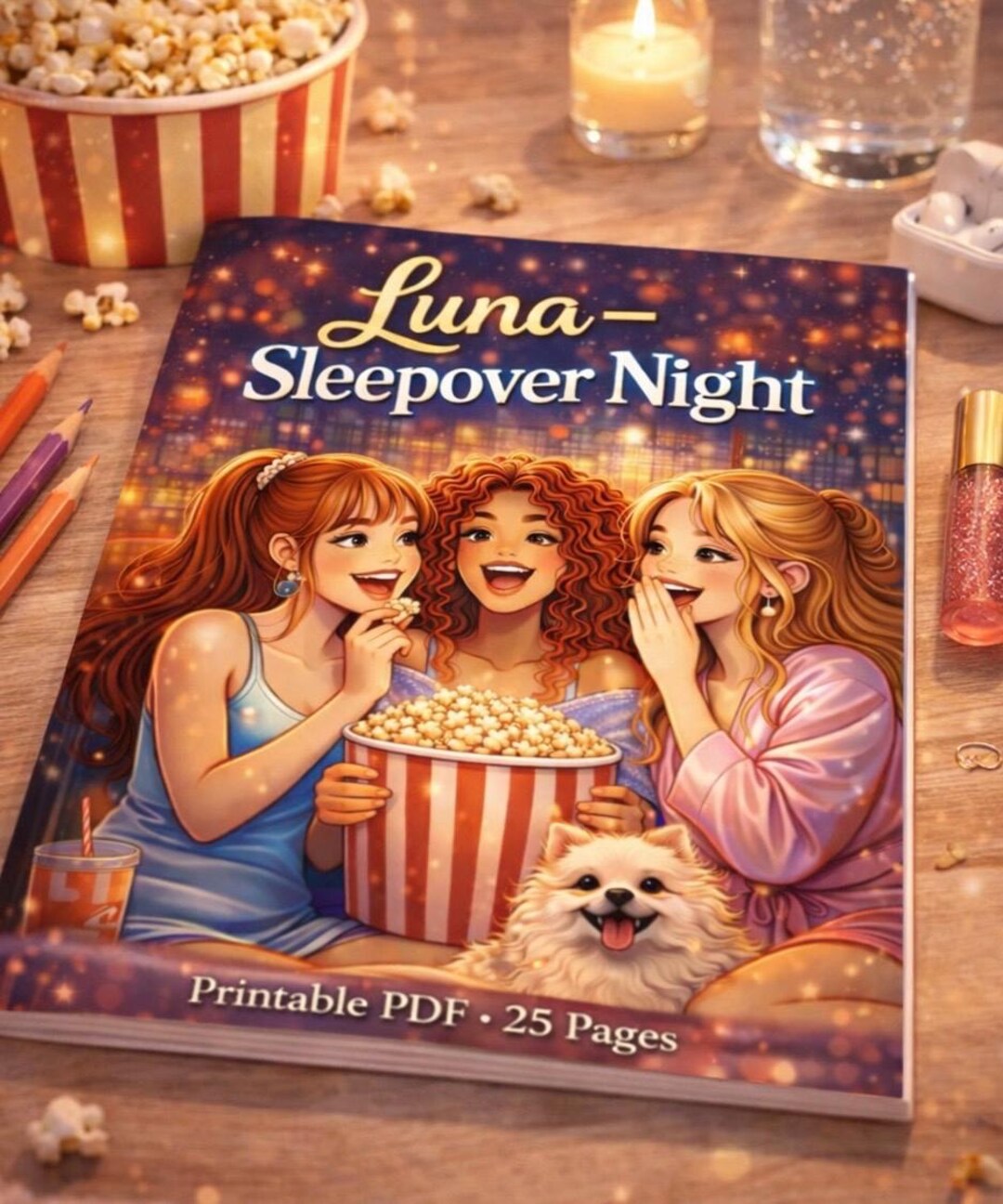Luna Sleepover Night Coloring Book – Girls Pajama Party Activity Pages ...