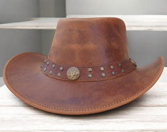 テキサス西部の象徴的なカウボーイの錆びた革の帽子 - Etsy 日本