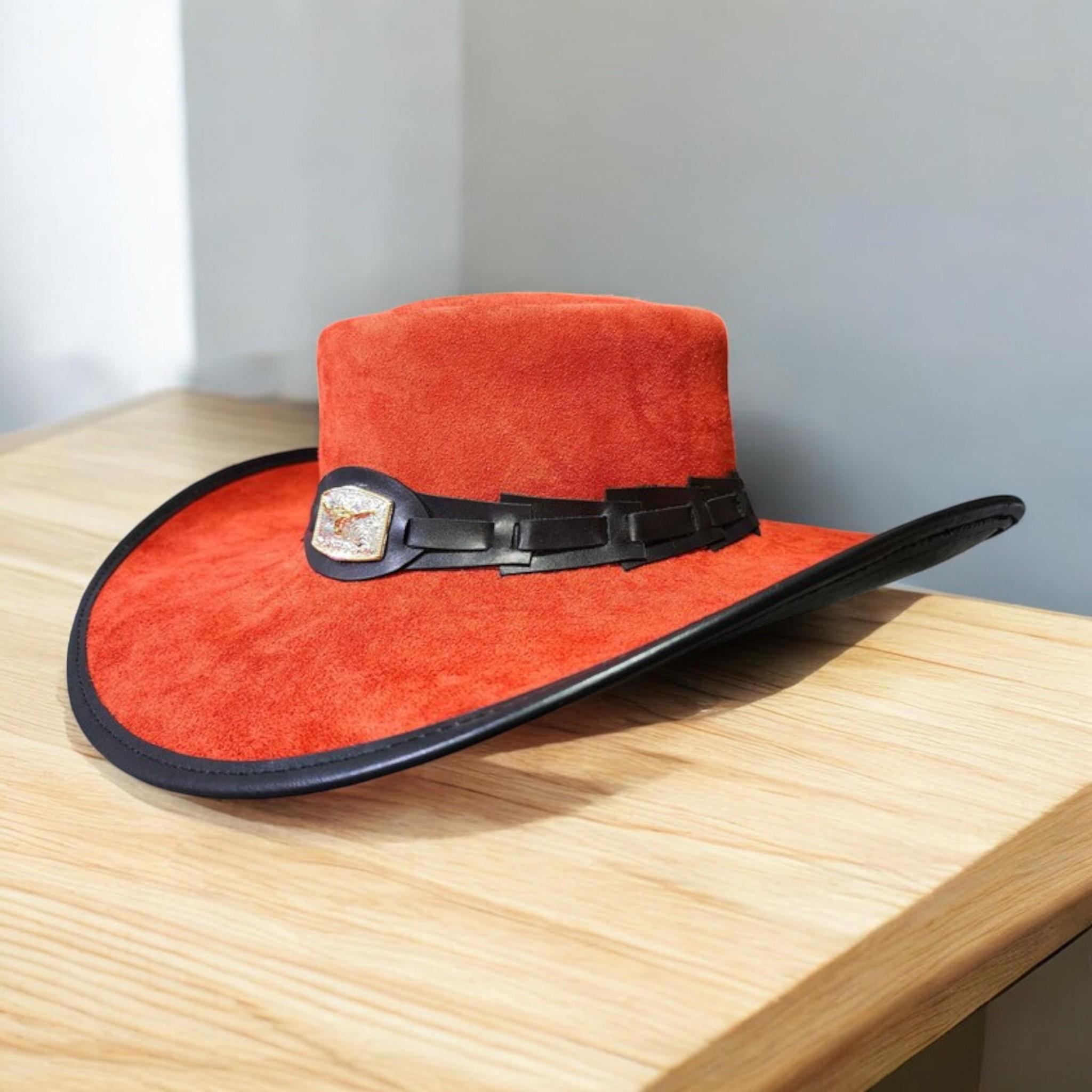Handmade Red Suede Cowboy Hat: Wide Brim Western Rodeo Hat - Etsy